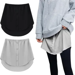 2 Pcs Shirt Extender for Women Adjustable Layering Fake Top Lower Sweep Shirt Half Length Skirt