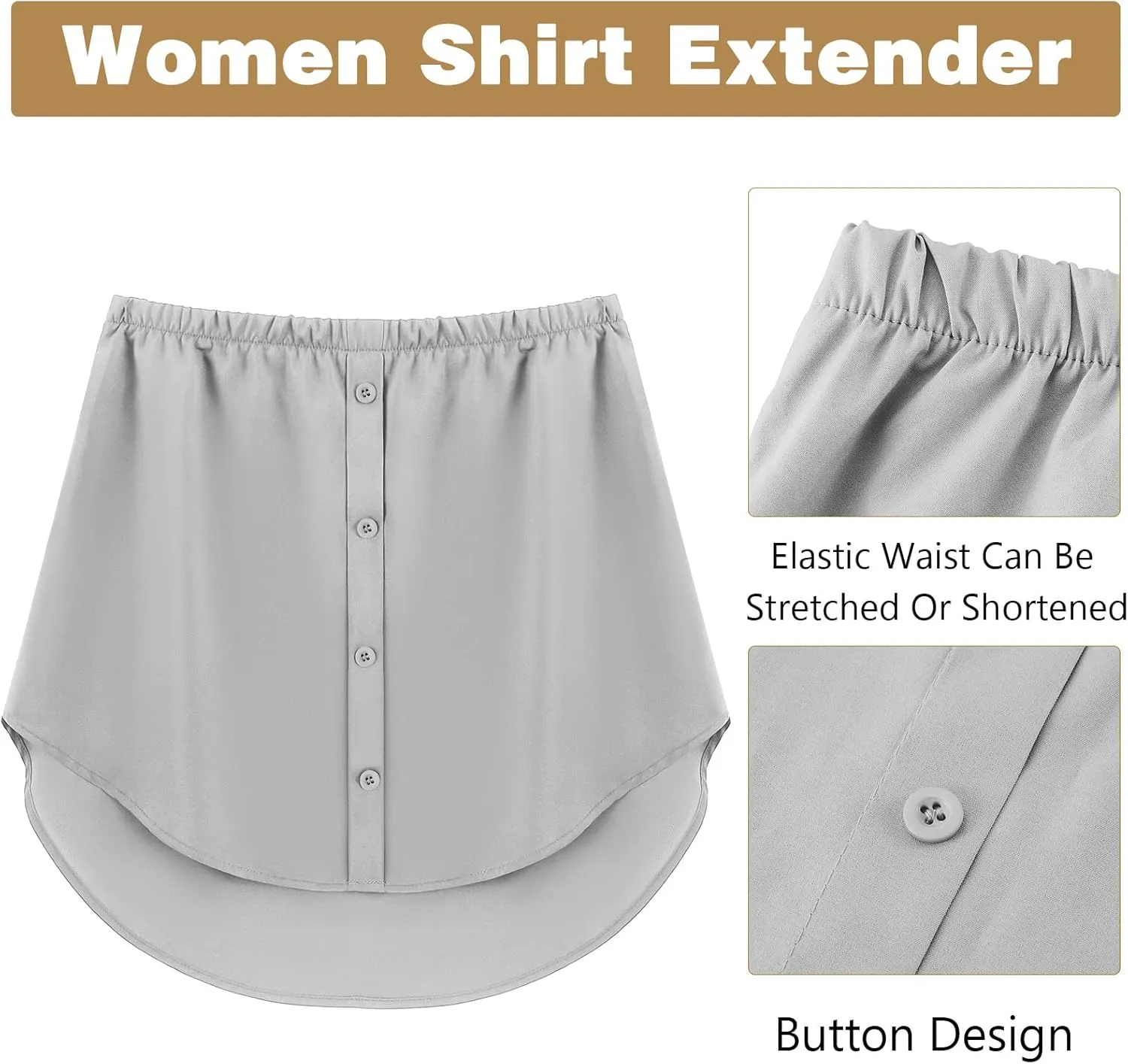 2 Pcs Shirt Extender for Women Adjustable Layering Fake Top Lower Sweep Shirt Half Length Skirt