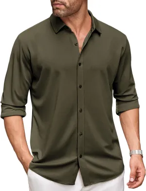 COOFANDY Men's Long Sleeve Dress Shirt Casual Button Down Shirts Wrinkle Free Untucked Shirt