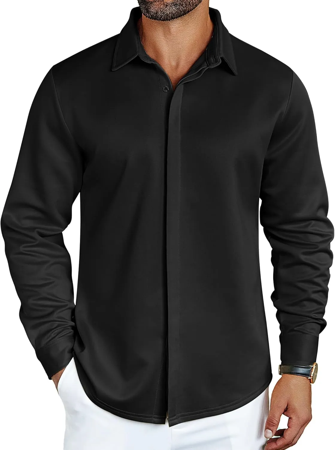 COOFANDY Mens Long Sleeve Wrinkle Free Shirts Casual Button Down Shirt Stretch Dress Shirt