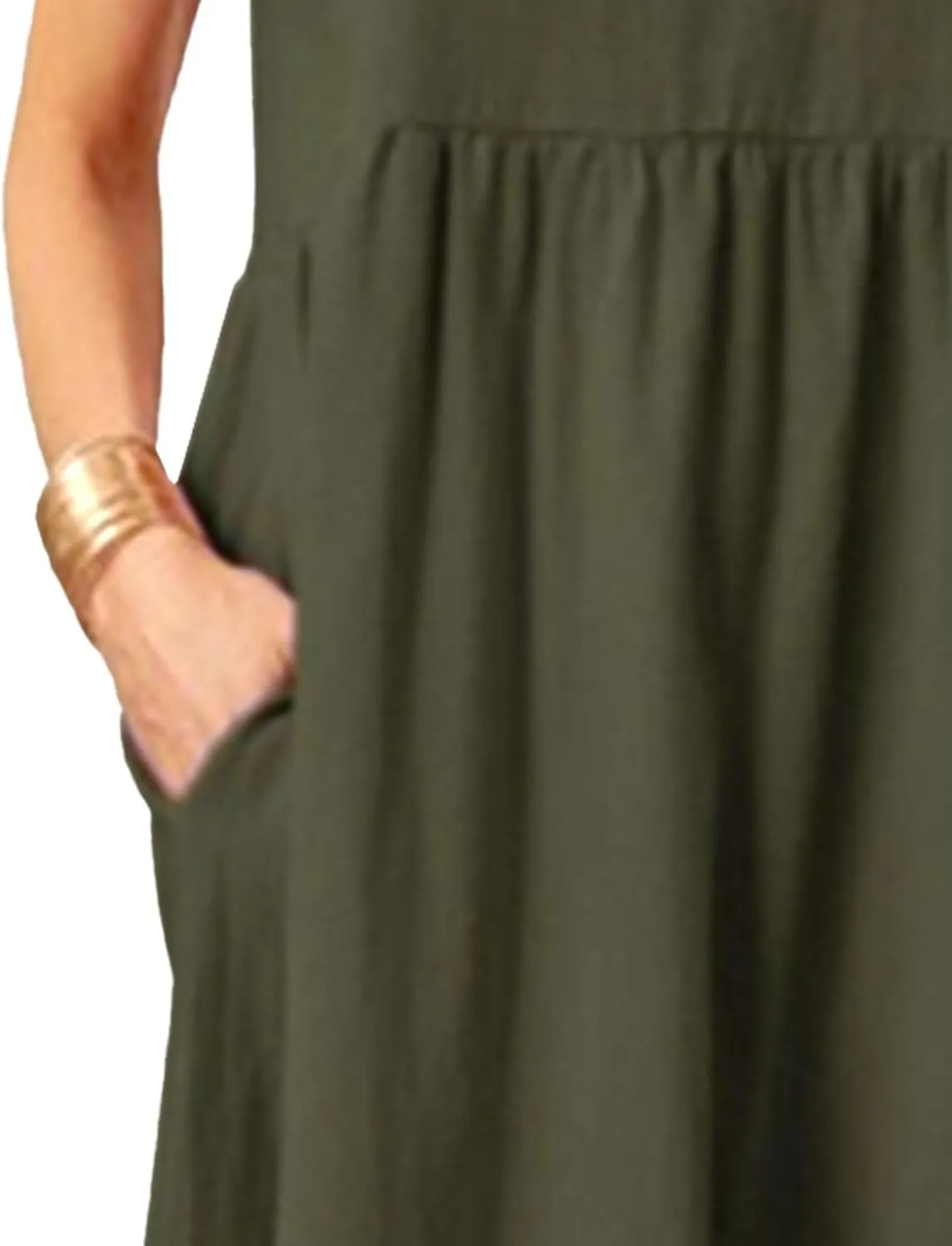 Cotton Dresses for Women Summer Short Sleeve T-Shirt Dress Casual Loose Fit Crewneck Midi Dresses with Pockets