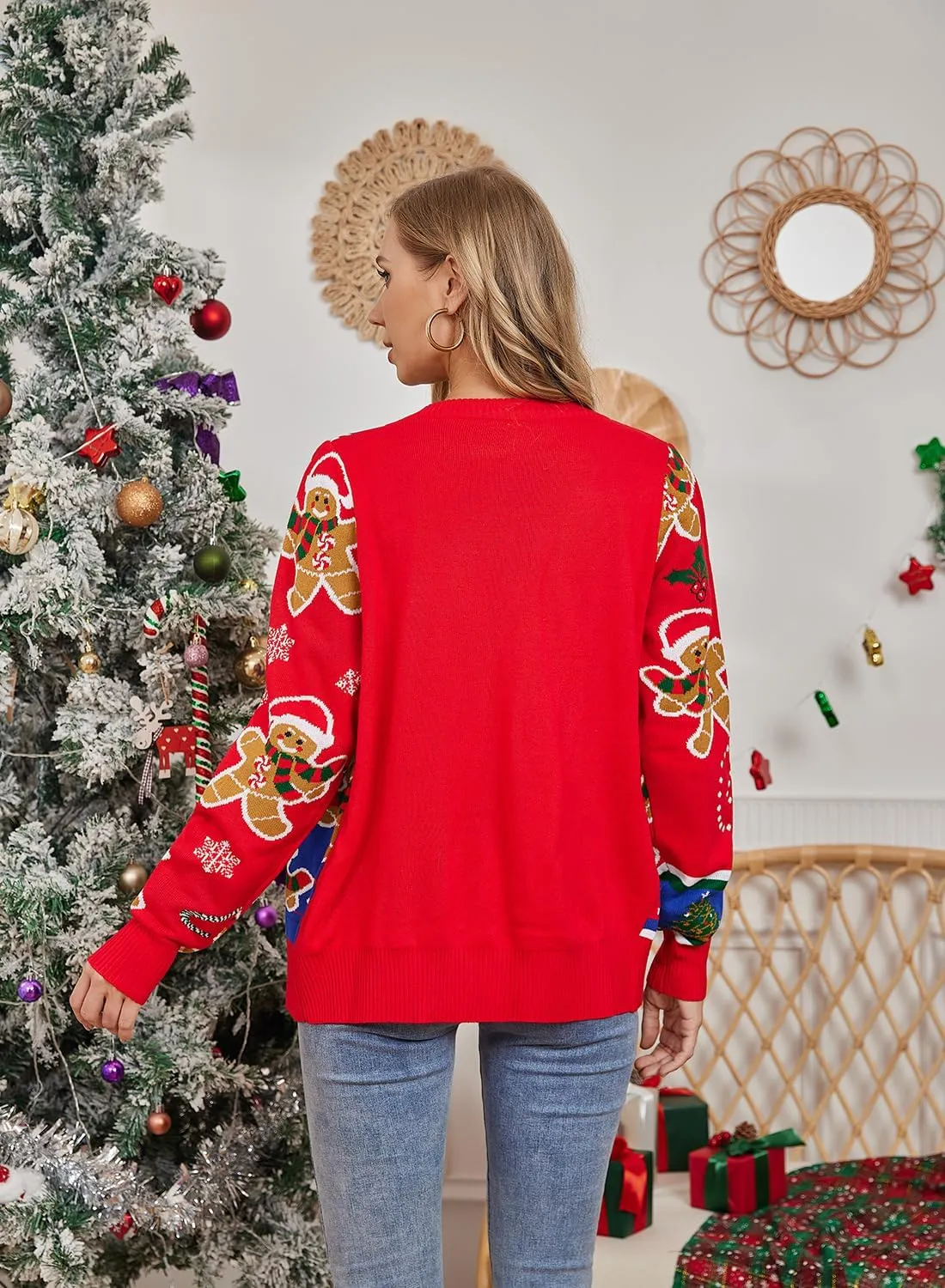 Goodstoworld Women Ugly Christmas Cardigan Sweater Long Sleeve Button Down Cozy V Neck Sweater Soft Knitwear