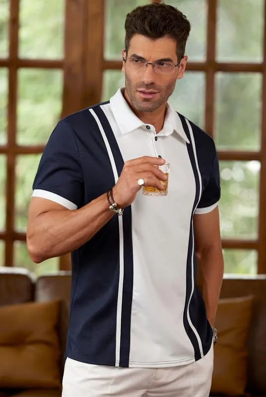 Men's Short Sleeve Vintage Polo Shirt Casual Slim Fit Golf Shirt (S-2XL)