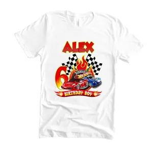 Personalized hot cars Birthday Boy shirt, Personalized Birthday Shirt,Handmade Decorated Shirt,Personalized with Name and Age,Family Matching Shirts,Birthday boy Custom Shirt