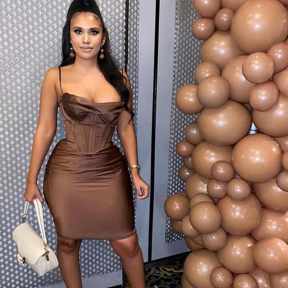 Satin Corset Strappy Midi Dress