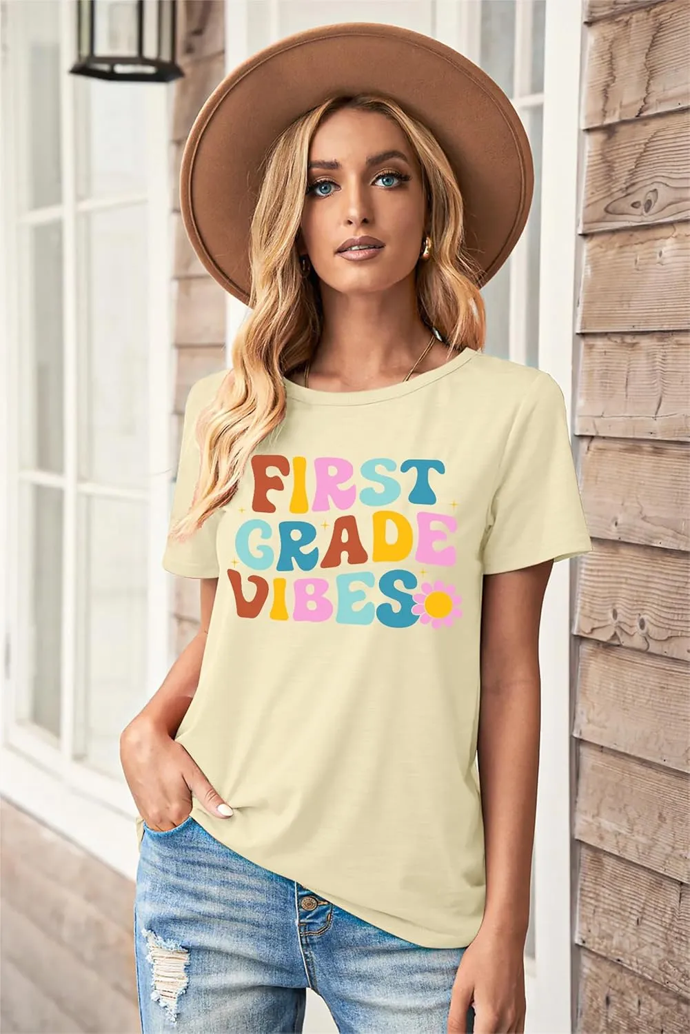 Teacher Shirt Women in My Teacher Era T Shirt Funny Teacher Graphic Tees Short Sleeve T-Shirt Teacher Gifts Tops