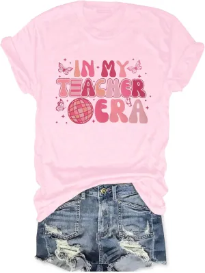 Teacher Shirt Women Teachers T-Shirt: in My Teacher Era Shirt Oversize Preschool Kindergarten Teaching Life Tees Tops