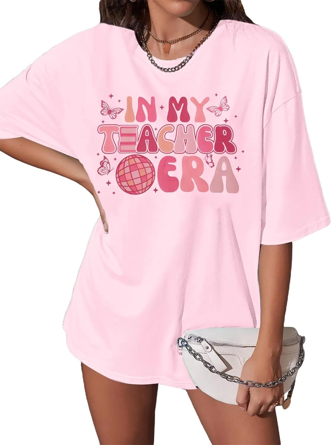 Teacher Shirt Women Teachers T-Shirt: in My Teacher Era Shirt Oversize Preschool Kindergarten Teaching Life Tees Tops