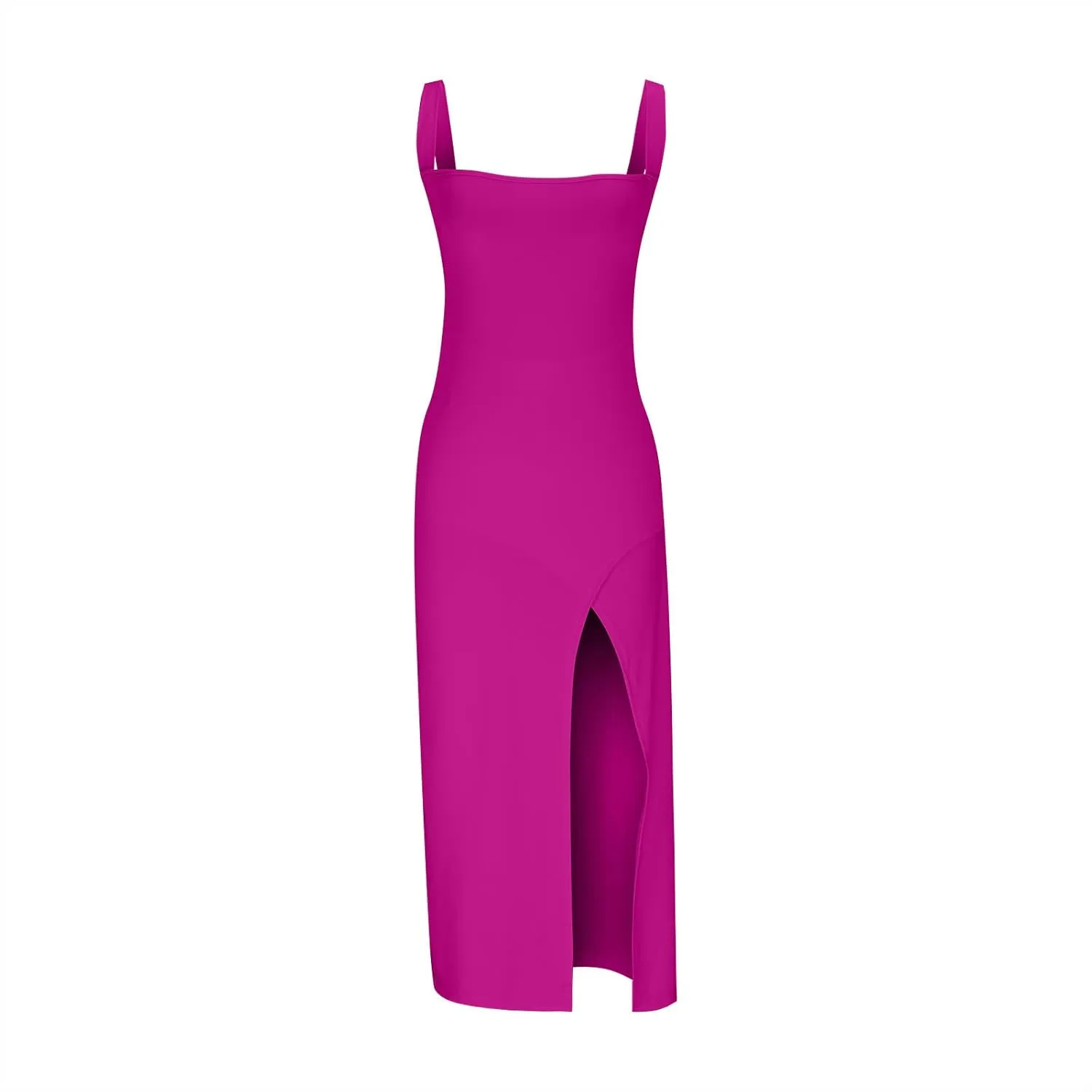 Xiaojmake Square Neck Bodycon Long Dress Sleeveless High Slit Cocktail Party Dresses Casual Summer Beach Vacation Dress 2025
