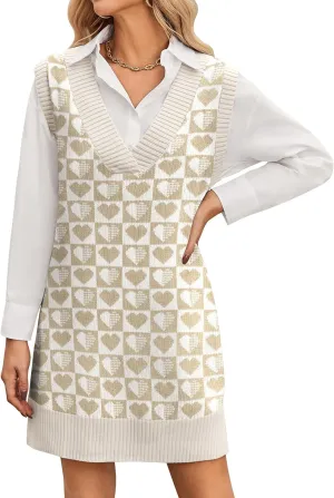 Zeagoo Women's Oversized Fall Sweater Vest Dress Winter Casual V Neck Sleeveless Loose Knit Pullover Sweater 2025