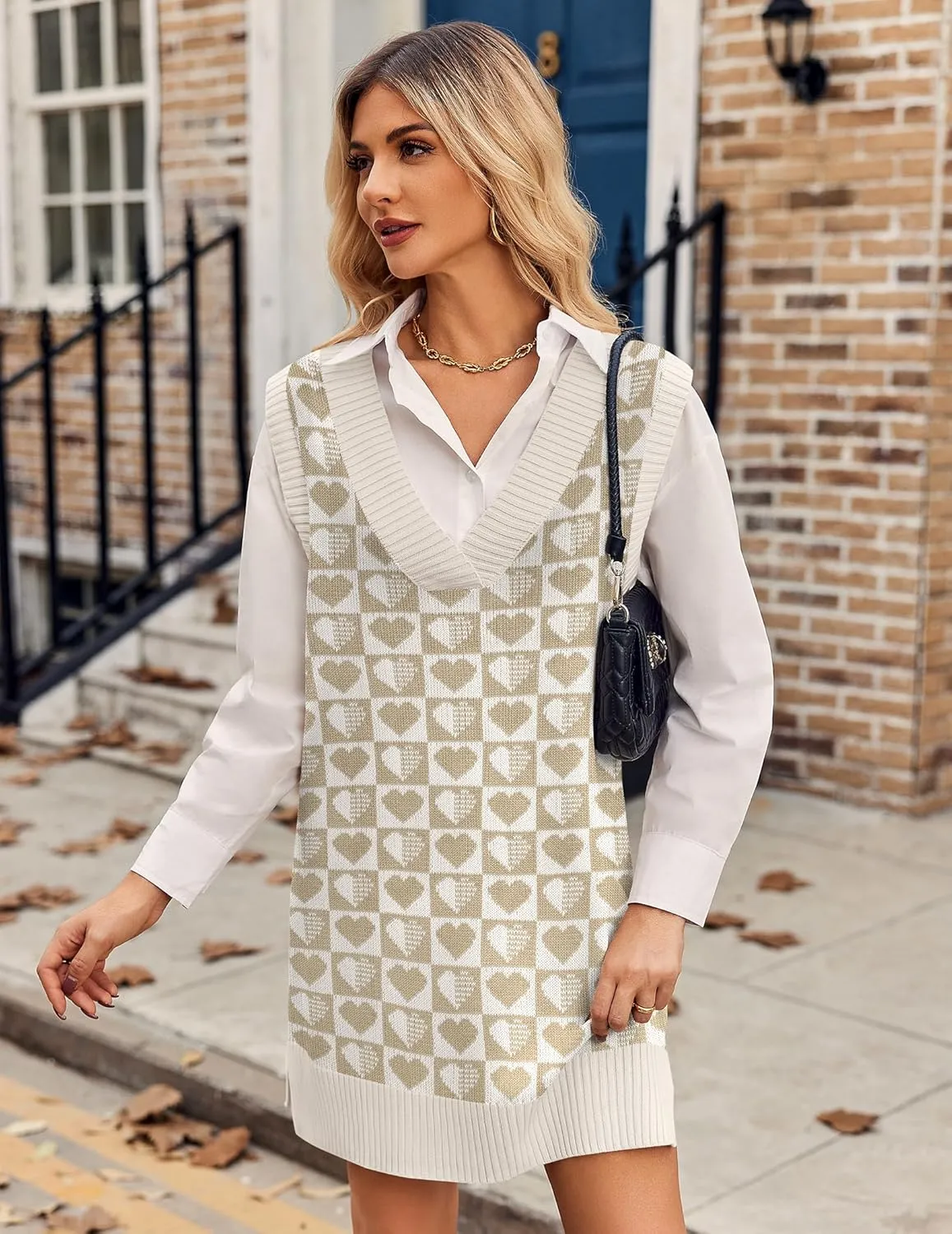 Zeagoo Women's Oversized Fall Sweater Vest Dress Winter Casual V Neck Sleeveless Loose Knit Pullover Sweater 2025